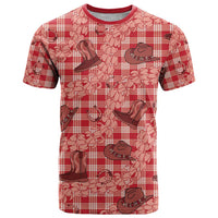Red Palaka Hawaii Cowboy T Shirt Puakenikeni Lei Paniolo Papale Seamless Vibes LT14 Red - Polynesian Pride