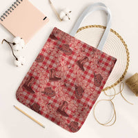 Red Palaka Hawaii Cowboy Tote Bag Puakenikeni Lei Paniolo Papale Seamless Vibes LT14 White Strap One Size Red - Polynesian Pride