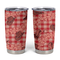Red Palaka Hawaii Cowboy Tumbler Cup Puakenikeni Lei Paniolo Papale Seamless Vibes LT14 Red - Polynesian Pride