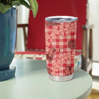 Red Palaka Hawaii Cowboy Tumbler Cup Puakenikeni Lei Paniolo Papale Seamless Vibes LT14 - Polynesian Pride