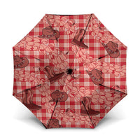 Red Palaka Hawaii Cowboy Umbrella Puakenikeni Lei Paniolo Papale Seamless Vibes LT14 One Size Folded 11.42 inch Opened Diameter 37.4 inch Red - Polynesian Pride
