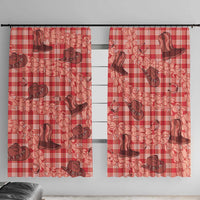 Red Palaka Hawaii Cowboy Window Curtain Puakenikeni Lei Paniolo Papale Seamless Vibes LT14 With Hooks Red - Polynesian Pride