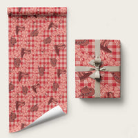 Red Palaka Hawaii Cowboy Wrapping Paper Puakenikeni Lei Paniolo Papale Seamless Vibes LT14 58" × 23" Red - Polynesian Pride
