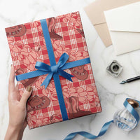 Red Palaka Hawaii Cowboy Wrapping Paper Puakenikeni Lei Paniolo Papale Seamless Vibes LT14 - Polynesian Pride
