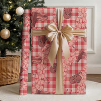 Red Palaka Hawaii Cowboy Wrapping Paper Puakenikeni Lei Paniolo Papale Seamless Vibes LT14 - Polynesian Pride