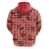 Red Palaka Hawaii Cowboy Zip Hoodie Puakenikeni Lei Paniolo Papale Seamless Vibes LT14 - Polynesian Pride