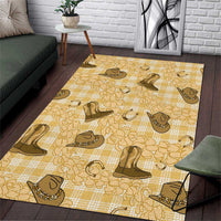 Yellow Palaka Hawaii Cowboy Area Rug Puakenikeni Lei Paniolo Papale Seamless Vibes LT14 Yellow - Polynesian Pride