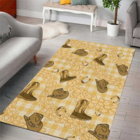 Yellow Palaka Hawaii Cowboy Area Rug Puakenikeni Lei Paniolo Papale Seamless Vibes LT14 - Polynesian Pride