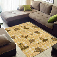 Yellow Palaka Hawaii Cowboy Area Rug Puakenikeni Lei Paniolo Papale Seamless Vibes LT14 - Polynesian Pride