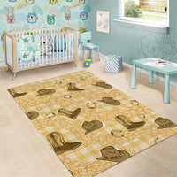 Yellow Palaka Hawaii Cowboy Area Rug Puakenikeni Lei Paniolo Papale Seamless Vibes LT14 - Polynesian Pride