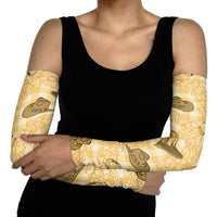 Yellow Palaka Hawaii Cowboy Arm Sleeves Puakenikeni Lei Paniolo Papale Seamless Vibes LT14 - Polynesian Pride