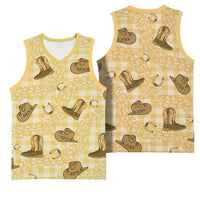 Yellow Palaka Hawaii Cowboy Basketball Jersey Puakenikeni Lei Paniolo Papale Seamless Vibes LT14 - Polynesian Pride