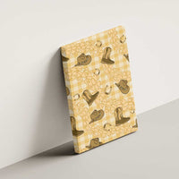 Yellow Palaka Hawaii Cowboy Canvas Wall Art Puakenikeni Lei Paniolo Papale Seamless Vibes LT14 - Polynesian Pride