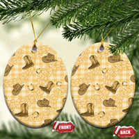 Yellow Palaka Hawaii Cowboy Ceramic Ornament Puakenikeni Lei Paniolo Papale Seamless Vibes LT14 Oval Yellow - Polynesian Pride