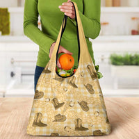 Yellow Palaka Hawaii Cowboy Grocery Bag Puakenikeni Lei Paniolo Papale Seamless Vibes LT14 - Polynesian Pride