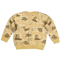 Yellow Palaka Hawaii Cowboy Kid Ugly Christmas Sweater Puakenikeni Lei Paniolo Papale Seamless Vibes LT14 - Polynesian Pride