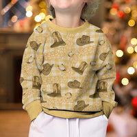 Yellow Palaka Hawaii Cowboy Kid Ugly Christmas Sweater Puakenikeni Lei Paniolo Papale Seamless Vibes LT14 - Polynesian Pride