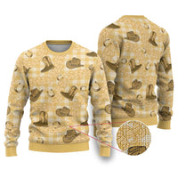 Yellow Palaka Hawaii Cowboy Ugly Christmas Sweater Puakenikeni Lei Paniolo Papale Seamless Vibes LT14 Yellow - Polynesian Pride