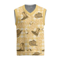 Yellow Palaka Hawaii Cowboy Christmas Knitted V-Neck Vest Puakenikeni Lei Paniolo Papale Seamless Vibes LT14 Yellow - Polynesian Pride