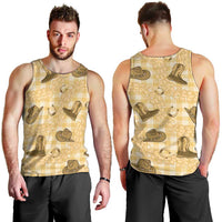 Yellow Palaka Hawaii Cowboy Men Tank Top Puakenikeni Lei Paniolo Papale Seamless Vibes LT14 - Polynesian Pride