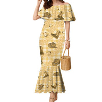 Yellow Palaka Hawaii Cowboy Mermaid Dress Puakenikeni Lei Paniolo Papale Seamless Vibes LT14 Women Yellow - Polynesian Pride