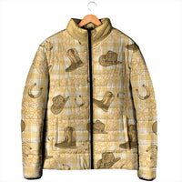 Yellow Palaka Hawaii Cowboy Padded Jacket Puakenikeni Lei Paniolo Papale Seamless Vibes LT14 - Polynesian Pride