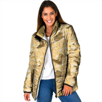 Yellow Palaka Hawaii Cowboy Padded Jacket Puakenikeni Lei Paniolo Papale Seamless Vibes LT14 Women Yellow - Polynesian Pride
