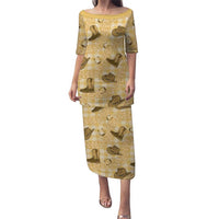 Yellow Palaka Hawaii Cowboy Puletasi Puakenikeni Lei Paniolo Papale Seamless Vibes LT14 Long Dress Yellow - Polynesian Pride