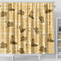 Yellow Palaka Hawaii Cowboy Shower Curtain Puakenikeni Lei Paniolo Papale Seamless Vibes LT14 - Polynesian Pride