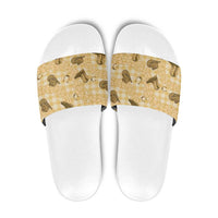 Yellow Palaka Hawaii Cowboy Slide Sandals Puakenikeni Lei Paniolo Papale Seamless Vibes LT14 Yellow - Polynesian Pride