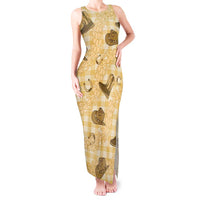 Yellow Palaka Hawaii Cowboy Tank Maxi Dress Puakenikeni Lei Paniolo Papale Seamless Vibes LT14 Women Yellow - Polynesian Pride