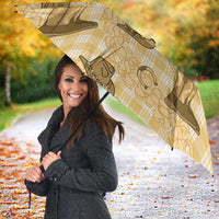 Yellow Palaka Hawaii Cowboy Umbrella Puakenikeni Lei Paniolo Papale Seamless Vibes LT14 - Polynesian Pride