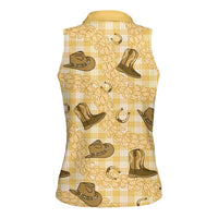 Yellow Palaka Hawaii Cowboy Women Sleeveless Polo Shirt Puakenikeni Lei Paniolo Papale Seamless Vibes LT14 - Polynesian Pride