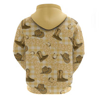 Yellow Palaka Hawaii Cowboy Zip Hoodie Puakenikeni Lei Paniolo Papale Seamless Vibes LT14 - Polynesian Pride