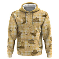 Yellow Palaka Hawaii Cowboy Zip Hoodie Puakenikeni Lei Paniolo Papale Seamless Vibes LT14 Pullover Hoodie Yellow - Polynesian Pride