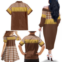 Aloha Hawaii Cowboy Custome Family Matching Off The Shoulder Long Sleeve Dress and Hawaiian Shirt Puakenikeni Lei Palaka Tassel Style LT14 - Polynesian Pride