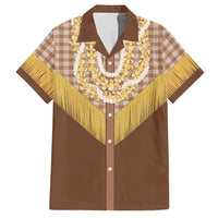 Aloha Hawaii Cowboy Custome Hawaiian Shirt Puakenikeni Lei Palaka Tassel Style LT14 Brown - Polynesian Pride