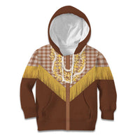 Aloha Hawaii Cowboy Custome Kid Hoodie Puakenikeni Lei Palaka Tassel Style LT14 Hoodie Brown - Polynesian Pride