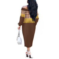 Aloha Hawaii Cowboy Custome Off The Shoulder Long Sleeve Dress Puakenikeni Lei Palaka Tassel Style LT14 - Polynesian Pride