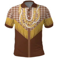 Aloha Hawaii Cowboy Custome Polo Shirt Puakenikeni Lei Palaka Tassel Style LT14 Brown - Polynesian Pride