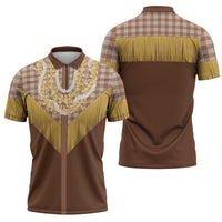 Aloha Hawaii Cowboy Custome Zipper Polo Shirt Puakenikeni Lei Palaka Tassel Style LT14 - Polynesian Pride
