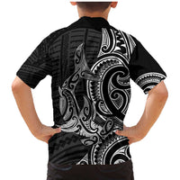 New Zealand Hammerhead Shark Family Matching Mermaid Dress and Hawaiian Shirt Maori Haehae Mangopare Black LT14 - Polynesian Pride
