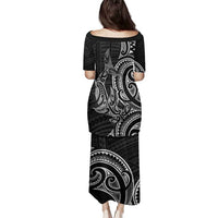 New Zealand Hammerhead Shark Family Matching Puletasi and Hawaiian Shirt Maori Haehae Mangopare Black LT14 - Polynesian Pride