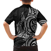 New Zealand Hammerhead Shark Kid Hawaiian Shirt Maori Haehae Mangopare Black LT14 - Polynesian Pride