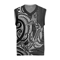 New Zealand Hammerhead Shark Christmas Knitted V-Neck Vest Maori Haehae Mangopare Black LT14 Black - Polynesian Pride