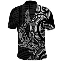 New Zealand Hammerhead Shark Polo Shirt Maori Haehae Mangopare Black LT14 - Polynesian Pride