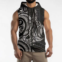New Zealand Hammerhead Shark Sleeveless Zip Hoodie Maori Haehae Mangopare Black LT14 - Polynesian Pride