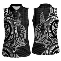 New Zealand Hammerhead Shark Women Sleeveless Polo Shirt Maori Haehae Mangopare Black LT14 - Polynesian Pride