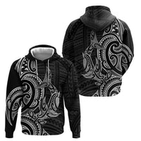 New Zealand Hammerhead Shark Zip Hoodie Maori Haehae Mangopare Black LT14 - Polynesian Pride