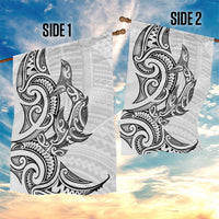 New Zealand Hammerhead Shark Garden Flag Maori Haehae Mangopare White - Polynesian Pride